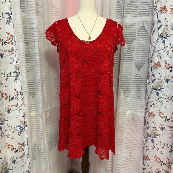 BB DAKOTA Red Lace Short Dress in Large